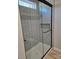 Modern bathroom showcasing a glass-enclosed shower with white subway tile and a convenient in-shower niche at 107 Skyland Dr, Mount Gilead, NC 27306