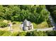 Aerial view of the property showcasing lush surrounding trees, well maintained yard, and various outdoor features at 1184 W Oak Dr, Rock Hill, SC 29732