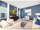 Stylish living room showcases blue accent wall, decorative art, and comfortable seating arrangement at 1359 Russell St, Rock Hill, SC 29730