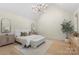 Bright and airy main bedroom featuring a high ceiling and a stylish chandelier at 1719 Shoreham Dr, Charlotte, NC 28211