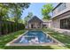 Beautiful pool surrounded by lush greenery, offering a serene backyard retreat at 1719 Shoreham Dr, Charlotte, NC 28211