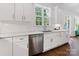 Clean, well-lit kitchen featuring stainless steel appliances, white cabinets, and backyard view at 1900 Nassau Blvd, Charlotte, NC 28205