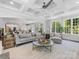 Spacious living room featuring hardwood floors, tray ceilings, and large windows at 1900 Nassau Blvd, Charlotte, NC 28205