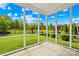 Screened porch offering views of the fenced backyard and green lawn at 2007 Lydney Cir, Waxhaw, NC 28173