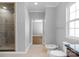 Bathroom features a glass shower, bidet, toilet, and neutral tile floors at 2106 Yellowstone Dr, Fort Mill, SC 29707
