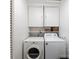 Functional laundry room with washer, dryer, and overhead storage at 2110 Winter St, Charlotte, NC 28205