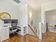 Bright office space featuring hardwood floors, dual monitors, and ample natural light perfect for working from home at 2121 Club Rd, Charlotte, NC 28205