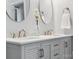 Bathroom vanity with dual sinks, white countertop and modern faucets at 2467 Chatham Dr, Fort Mill, SC 29707