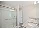 Bathroom with a glass shower and double sink at 2502-2504 Glendale Ave, Kannapolis, NC 28081