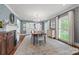 Elegant dining room with decorative wallpaper, hardwood floors, chandelier, and natural light from the windows at 2900 Wickersham Rd, Charlotte, NC 28211