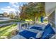 Relaxing deck area with blue lounge chairs, perfect for outdoor lounging and enjoying the view at 317 Commodore Loop, Mooresville, NC 28117