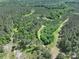 An aerial view shows the vast, wooded property with a winding path cut through the dense trees at 4815 Nc 109 Hwy, Wadesboro, NC 28170