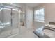 Bright bathroom featuring a glass-enclosed shower, granite counters, and a neutral color scheme at 574 Altamonte Dr, Clover, SC 29710