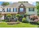 Charming two-story home featuring a brick and vinyl exterior with a well-manicured lawn and inviting front porch at 8056 Stevens Mill Rd, Matthews, NC 28104