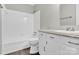 Bright bathroom featuring a tub and shower combo, and a vanity with light granite countertop at 8303 Hemby Wood Dr, Indian Trail, NC 28079