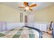 This bedroom boasts hardwood floors, a ceiling fan, and neutral wall colors to suit any style at 1605 Tate Rd # 258, Rock Hill, SC 29732