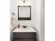 Bathroom featuring a square framed mirror and modern sink at 3618 Catherine Creek Pl, Davidson, NC 28036