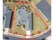 Aerial view of the lot showing the perimeter of the home with approximate boundary lines at 45523 Misty Bluff Dr, Charlotte, NC 28278