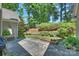 Paver patio, beautiful flower beds, and wooded view create a relaxing outdoor space at 9526 Greyson Ridge Dr, Charlotte, NC 28277