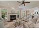 Cozy living room features a fireplace, neutral tones, and ample seating at 9526 Greyson Ridge Dr, Charlotte, NC 28277