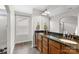 Bathroom featuring double vanity with marble countertops and tiled floor at 1004 Craven St, Indian Trail, NC 28079