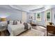 A cozy bedroom with a comfortable bed, soft rug, and a sitting area near the window at 1009 Seminole Dr, Waxhaw, NC 28173