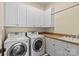 A laundry room featuring upper storage cabinets, utility sink, and side by side washer and dryer at 1009 Seminole Dr, Waxhaw, NC 28173