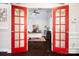 Office space with French doors, dark hardwood floors and modern decor at 10115 Paxton Run Rd, Charlotte, NC 28277