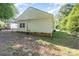 Backyard view of a single-Gathering home, showcasing the detached garage and green space at 124 10Th Sw St, Conover, NC 28613