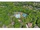 Aerial view of community pool, tennis courts, and playground surrounded by lush greenery at 1400 Coachman Dr, Waxhaw, NC 28173