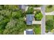 Aerial top shot of a home with well-maintained lawn and a private backyard deck at 14849 Middlesborough Dr, Matthews, NC 28104