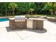 The pool area includes a stone outdoor kitchen with a built in grill and prep area at 1504 Alydar Ct, Waxhaw, NC 28173