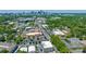 Aerial view showcasing the city skyline in the distance, with an attractive building and surrounding cityscape at 1822 Hall Ave, Charlotte, NC 28205