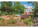 Landscaped backyard featuring a patio with Adirondack chairs and a well-manicured lawn at 1822 Hall Ave, Charlotte, NC 28205