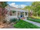 Charming stucco home with a covered porch, blue accents, and beautifully landscaped front yard at 1822 Hall Ave, Charlotte, NC 28205