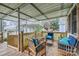 Inviting covered porch with wooden furniture and blue cushions, perfect for relaxing outdoors at 201-A Ewing Dr, Belmont, NC 28012