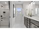 Bathroom featuring tub, marble floors, double vanity and fixtures at 2010 Puddle Pond Rd, Indian Trail, NC 28079