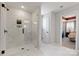 Modern bathroom featuring a glass-enclosed shower with sleek black fixtures at 2010 Puddle Pond Rd, Indian Trail, NC 28079