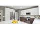 Modern kitchen with stainless steel appliances, white countertops, and sleek white and brown cabinets at 21203 Harken Dr, Cornelius, NC 28031