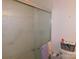 Simple bathroom with a glass-enclosed shower and standard fixtures at 2826 Drew Dr, Lancaster, SC 29720
