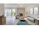 Cozy living room showcasing a brick fireplace, modern furniture and decor, and large sliding glass door at 2916 Iron Gate Ln, Charlotte, NC 28212
