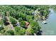 Aerial view of waterfront properties with docks and lush green surroundings at 4599 B & C Dr, Catawba, NC 28609