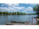 Picturesque waterfront scene featuring a wooden dock on a serene lake under a blue sky at 4599 B & C Dr, Catawba, NC 28609
