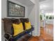 Hallway with hardwood floors, leading to a kitchen view at 7906 Skye Lochs Dr, Waxhaw, NC 28173