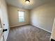 Neutral bedroom with a window, plush carpet, light walls and white trim for a cozy, inviting space at 8809 Reedy Creek Rd, Charlotte, NC 28215