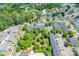 Aerial view showcasing the community near a serene lake, pool, and lush greenery at 1006 Phil Oneil Dr, Charlotte, NC 28215