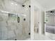 Bathroom features a glass shower, mosaic tile, and an adjacent toilet room for convenience at 1118 Allman Ext, Mount Pleasant, NC 28124