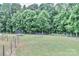Spacious backyard features a trampoline, a play structure and a fenced lawn with mature trees providing a great playspace at 119 Marietta Rd, Mooresville, NC 28117