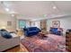 Spacious living room with a vibrant rug, comfortable seating, and ample natural light at 1413 Devon Dr, Charlotte, NC 28209