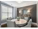 Stylish dining room with round table, gray chairs, sideboard, and mirror, perfect for intimate gatherings at 2625 Rea Pond Ct, Charlotte, NC 28226